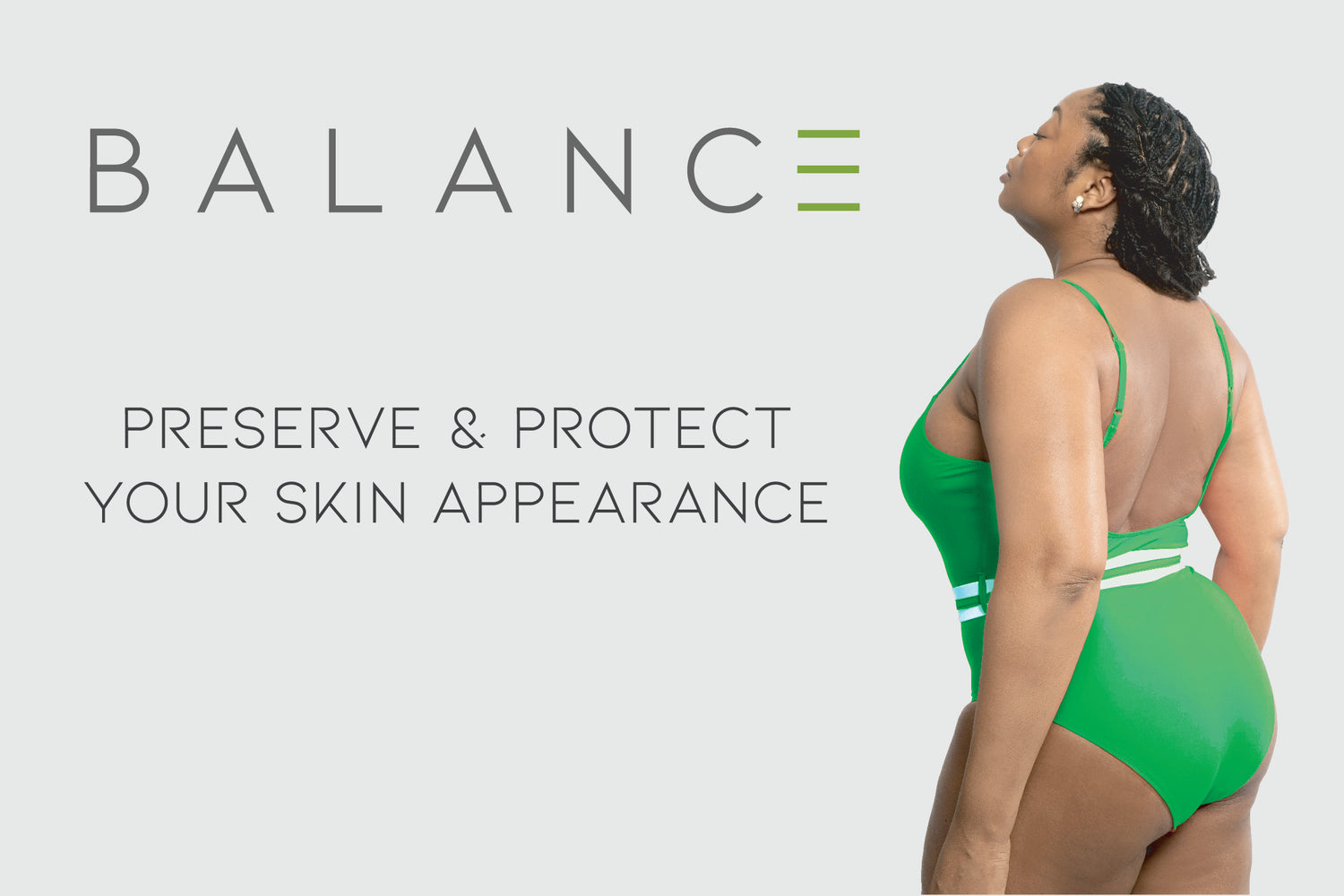 Wellfit Balance logo with stoic model and slogan: preserve and protect your skin appearance