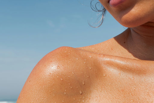 Water droplets on a person's shoulder