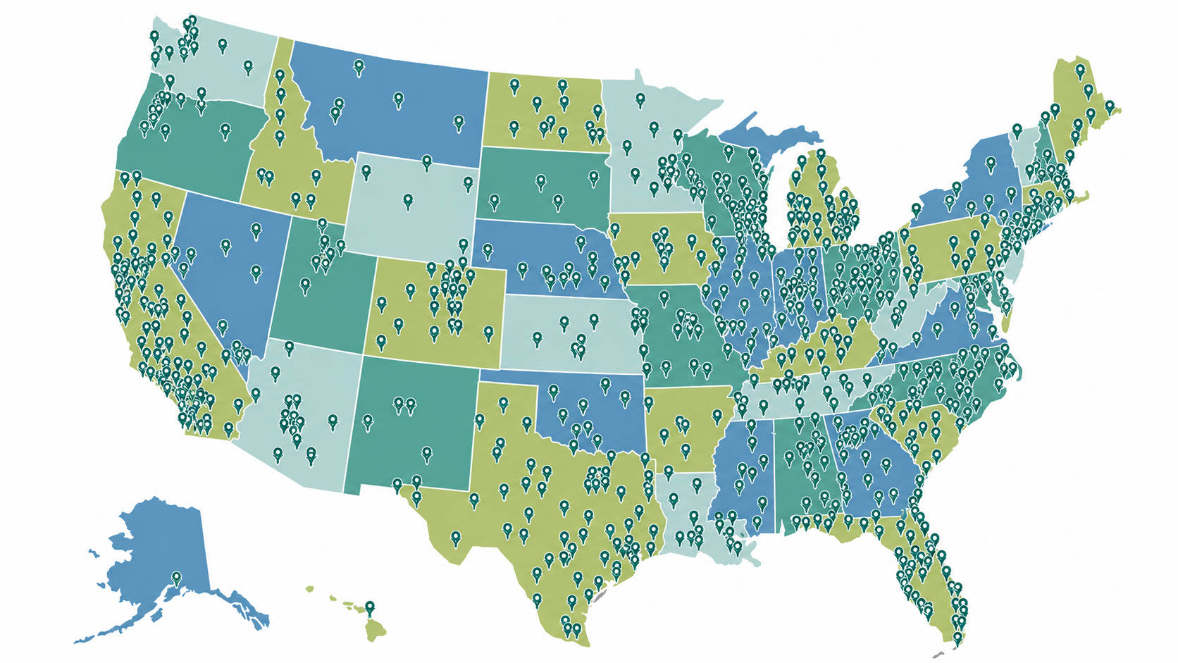 Map of WellFit treatment locations across the United States
