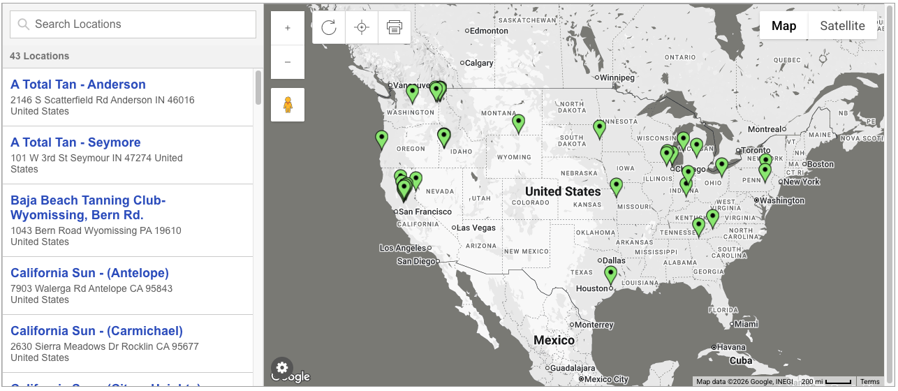 Map showing WellFit product availability across the United States